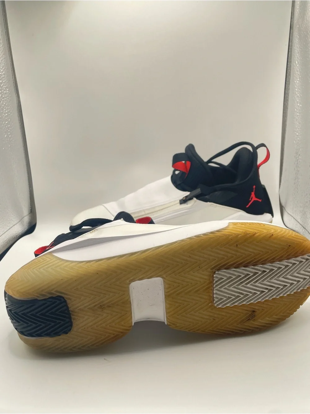 Jordan Kids White, Black and Red Zip-Top Sneakers